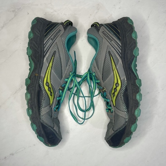 Saucony Raptor TR 2 Gray Green Lace Up Running Shoes Size 10.5 - Picture 4 of 8